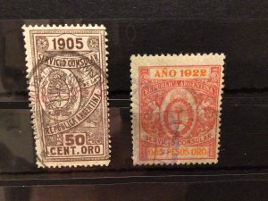 Argentina  vintage Consular  Revenue stamps Ref 58983