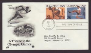 US Olympics Jesse Owens 1990 PCS Typed FDC BIN