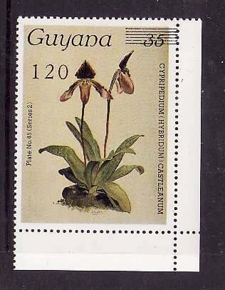 Guyana-Sc#1712- id9-unused NH single-Flowers-Orchids-1986-9-