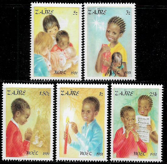 Zaire #1037-41 MNH Set - Christmas