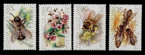 USSR (Russia) 5771-4 MNH Insects, Bees, Flowers