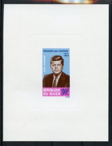 NIGER  JOHN F. KENNEDY MEMORIAL STAMP DELUXE SOUVENIR SHEET ON CARD MINT NH