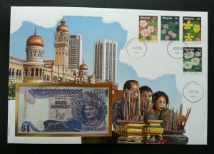 Malaysia Kuala Lumpur City 1990 Daily Life Flower FDC (banknote cover) *Rare