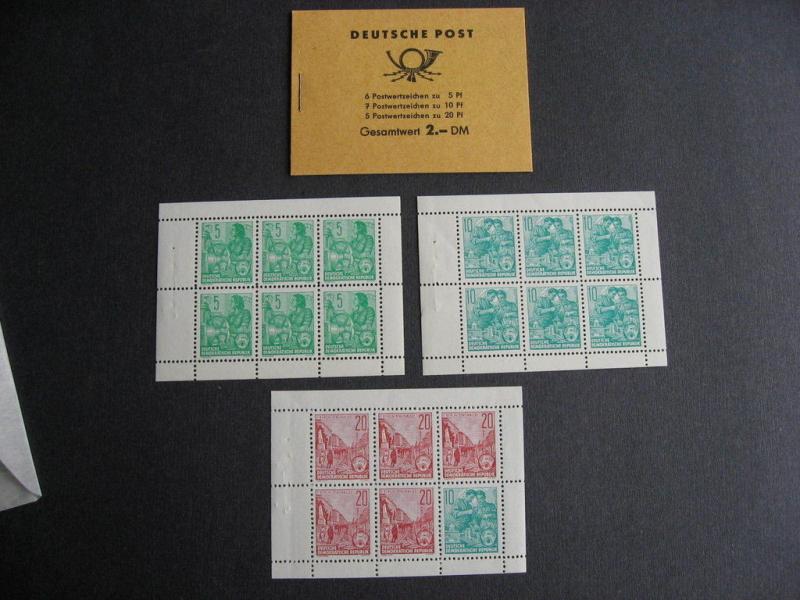 GERMANY DDR panes MNH 330c, 333a, 477b +full bklt with same PLZ read description 