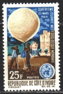 Ivory Coast. 1964. 266. Meteorology, hot air balloon. MNH.