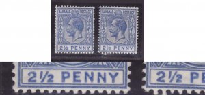 Bahamas-Sc#51, SG#84b- id13-two unused og hinged 2&1/2p KGV copies-1912-19-stamp