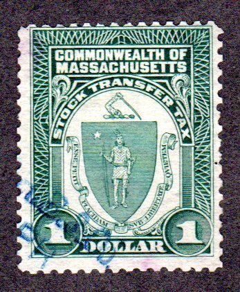 Massachusetts State Revenue Stock Transfer SRS # ST7, used Lot 200559 -02