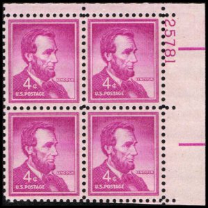 US #1036a LINCOLN MNH UR PLATE BLOCK #25781