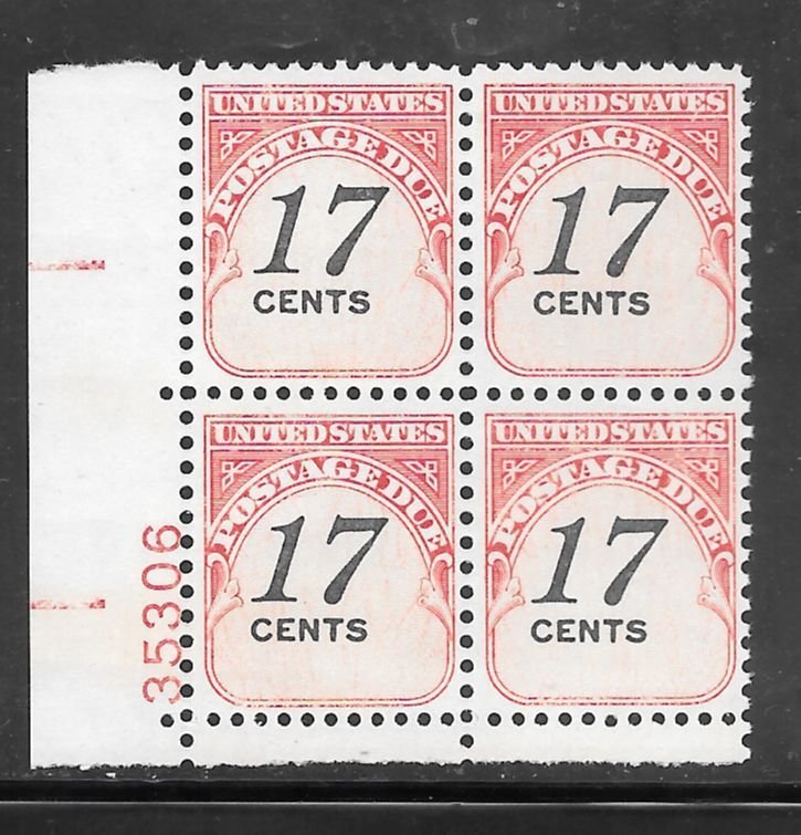 #J104 MNH Plate Block