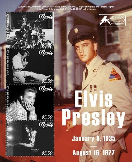 Nevis 2022 - Elvis Presley - Sheet of 4 Stamps - MNH