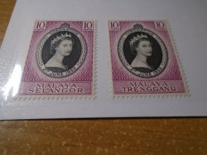 Malaya :Selangor/ Trengganu  #  101/ 74   MNH   Coronation