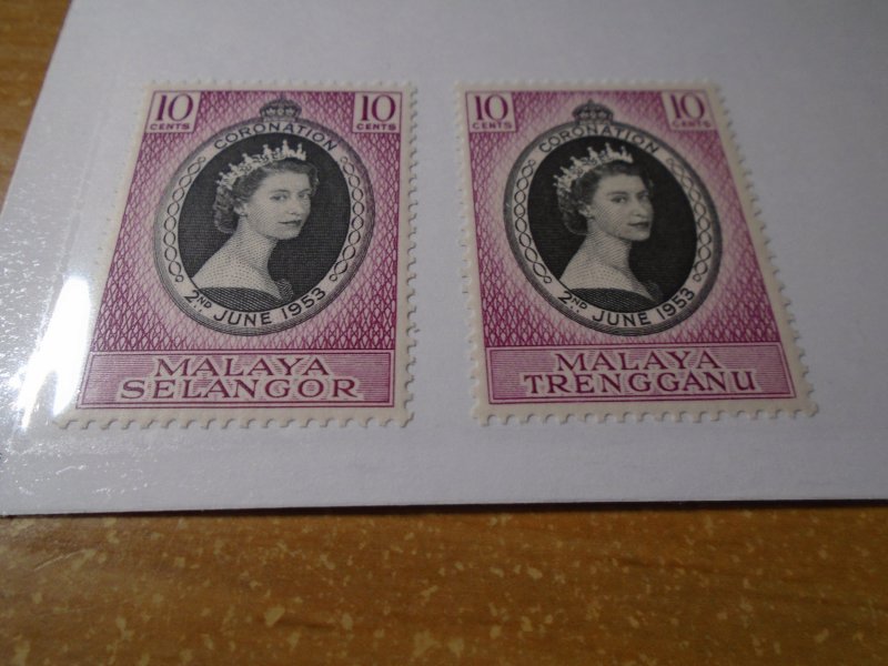 Malaya :Selangor/ Trengganu  #  101/ 74   MNH   Coronation