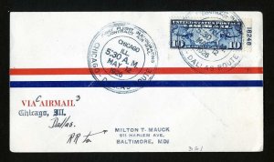 # C7 on CAM # 3 First Flight cover, Chicago, IL to Dalas, TX - 5-12-1926 - # 2