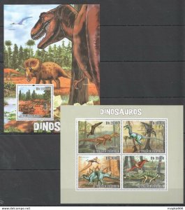 2010 S.Tome & Principe Fauna Reptiles Dinosaurs Bl+Kb ** Bc812