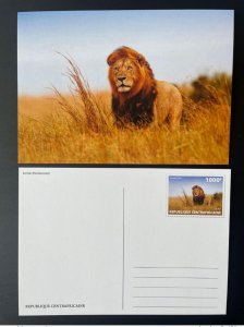 2019 Central African Republic Mi. 8628 Stationery Whole Lion Panthera Leo Wildlife-