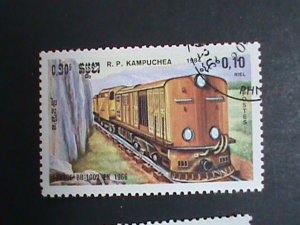 CAMBODIA STAMP 1984 WORLD CLASSIC TRAINS CTO-MNH SET  CTO Mint Not hing