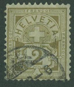 Switzerland SC# 77  Swiss Cross & Numeral 2, Cancelled