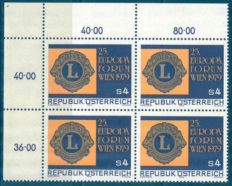 Austria 1979 Europa Forum Lions Club Mi. 1624 Block of 4 MNH