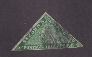 Newfoundland Scott # 3 F-VF used neat cancel nice color scv $ 550 ! see pic !