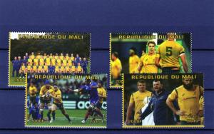 Mali 2015 Rugby World Cup 2015 AUSTRALIA Team Set (4) Perforated mnh.vf