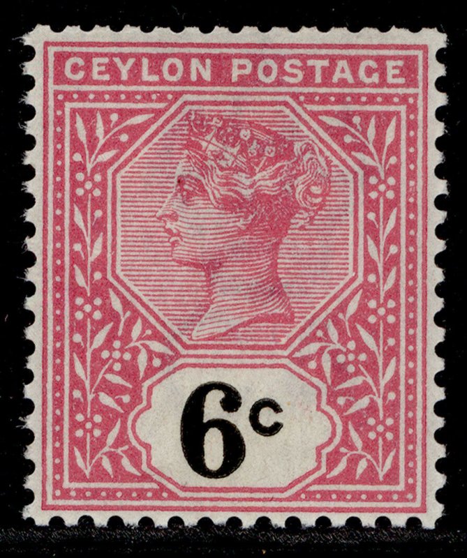 CEYLON QV SG259, 6c rose & black, LH MINT. 