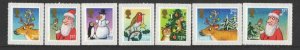 Great Britain United Kingdom 2012 Christmas set of 7 self-adhesive stamps MNH