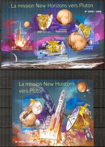 Togo 2015 Space Mission to Pluto sheet + S/S MNH