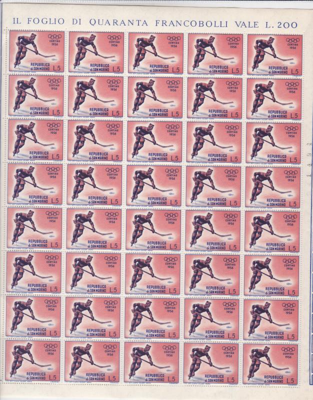 San Marino 1955  olympics mint 5 lira stamp sheet R19913