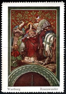 Vintage Germany Poster Stamp Wartburg Palace Frescoes By Schwind Rose Miracle