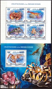 Maldive Islands 2014 Marine Life Crustaceans Crabs Sheet + S/S MNH