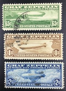 MOMEN: US STAMPS #C13-C15 GRAF ZEPPELIN SET USED LOT #72203