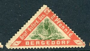 GERMANY; BERGEDORF 1890s early Privat Post local issue unused 2pf. value