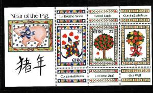 Ireland-Sc#955c-unused NH sheet-Chinese New Year of the Pig-Animals-1995-please