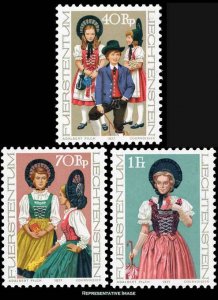 Liechtenstein Scott 628-630 Mint never hinged.