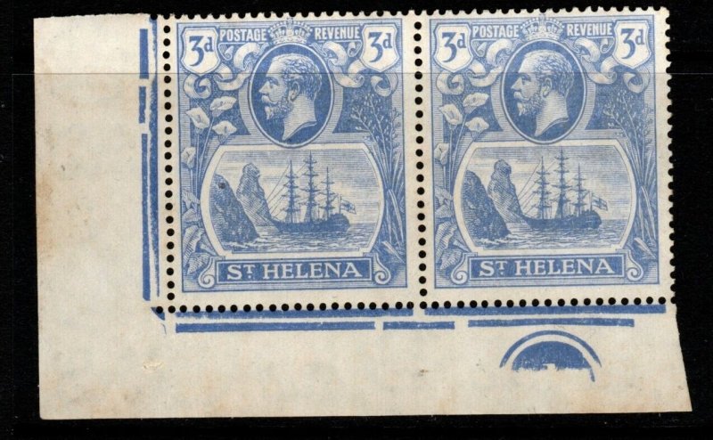 ST.HELENA SG101/c 1923 3d BRIGHT BLUE CLEFT ROCK MNH 