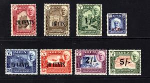 Aden 1951 QE2 Qu'aiti State of Shihr Mukalla Surcharge Set MM SG 20 - SG 27