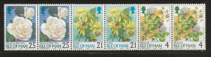 GB - ISLE of MAN Sc 800a NH BOOKLET STRIP of 1998 - FLOWERS