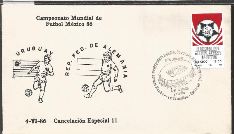 J) 1983 MEXICO, URUGUAY-FEDERAL REPUBLIC OF GERMANY, BALL, SPECIAL CANCELLATION,