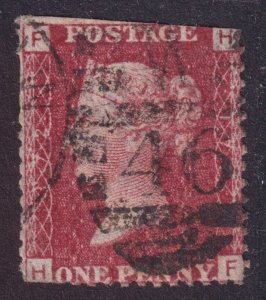 GREAT BRITAIN 33 1p red brown Queen Victoria USC P#172 position FH W20 PF14