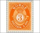 Norway Used NK 199   Posthorn and Lion III (wmk) 3 Øre Dark orange