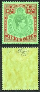 Bermuda SG119 10/- Green and Deep Lake/Pale Emerald Wmk Mult Script CA M/M