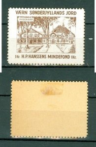 Denmark.  1920 +_Poster Stamp. MH. H.P. Hansen. Protect Southern Jutland. Aabenr