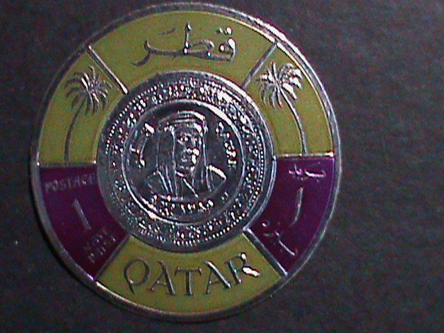 QATAR-1966 SC# 99 SHEIK AHMAD COIN-GOLD FOIL STAMP-MINT  VERY FINE