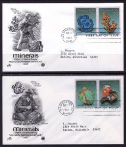 US 2700-2703 Minerals PCS Artcraft Variety Typed Set of Two FDC