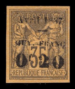 MOMEN: FRENCH GUIANA SC #6 1887 IMPERF MINT OG H VF+ SIGNED $375 LOT #68685*