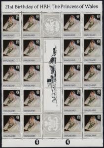 Swaziland 406-9 Gutter strips of 20 MNH Princess Diana 21st Birthday, Crest