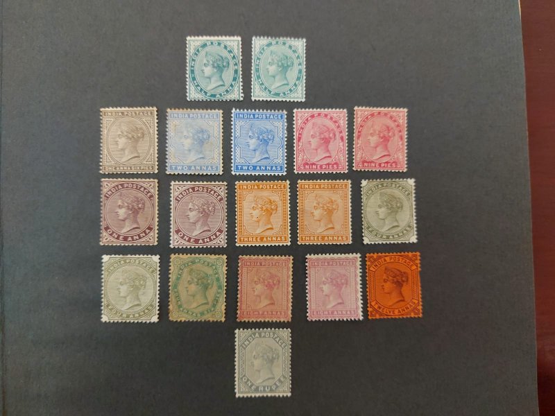 Indian Stam Queen Victoria 1882-90, Complete Set Mint LH, Very Fine SG# 23-33