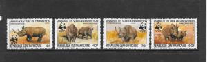 WWF- RHINOCEROS - CENTRAL AFRICAN REPUBLIC #615-618  MNH