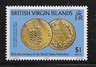 VIRGIN ISLANDS  465  MINT HINGED, GOLD MEDAL  STAMP