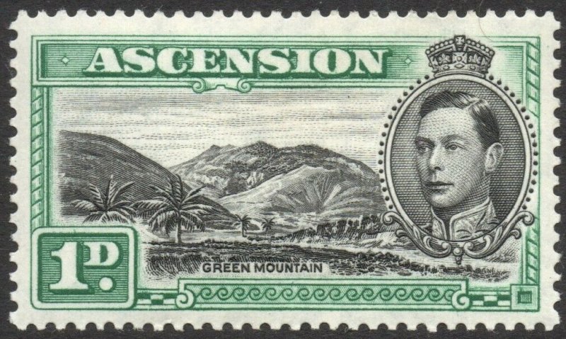 ASCENSION-1938-53 1d Black & Green Sg 39 MOUNTED MINT V38063